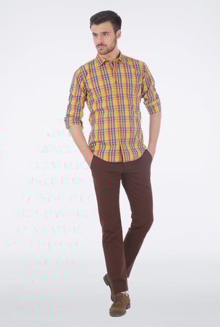 Basics Yellow Checkered Shirt Basics Yellow Checkered Shirt