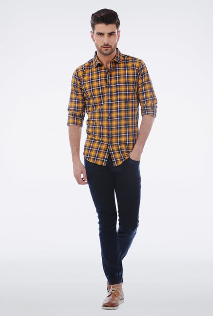 Basics Yellow Checkered Shirt Basics Yellow Checkered Shirt