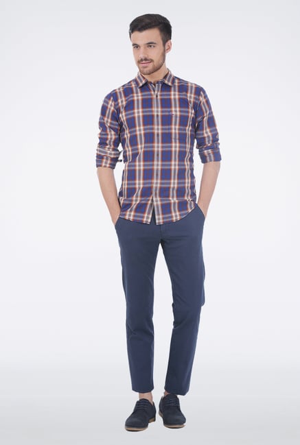 Basics Brown Checkered Casual Shirt Basics Brown Checkered Casual Shirt