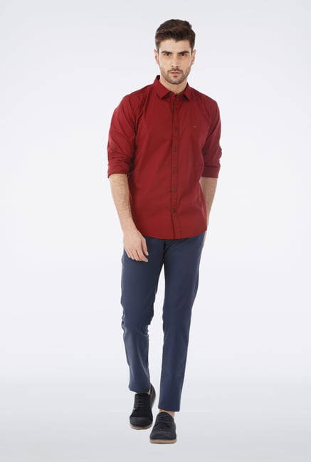 Basics Red Cotton Casual Shirt Basics Red Cotton Casual Shirt