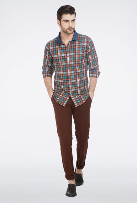 Basics Beige Plaid Shirt Basics Beige Plaid Shirt