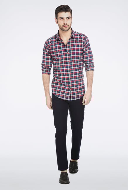 Basics Burnt Red Checkered Shirt Basics Burnt Red Checkered Shirt