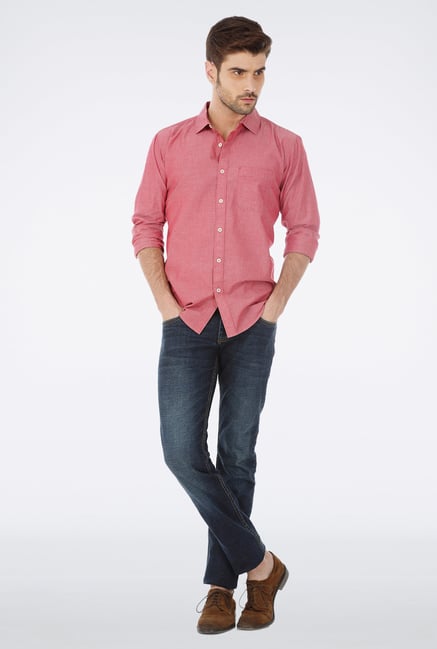 Basics Red Chambray Cotton Shirt Basics Red Chambray Cotton Shirt