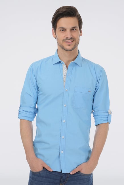 Basics Aqua Cotton Shirt Basics Aqua Cotton Shirt