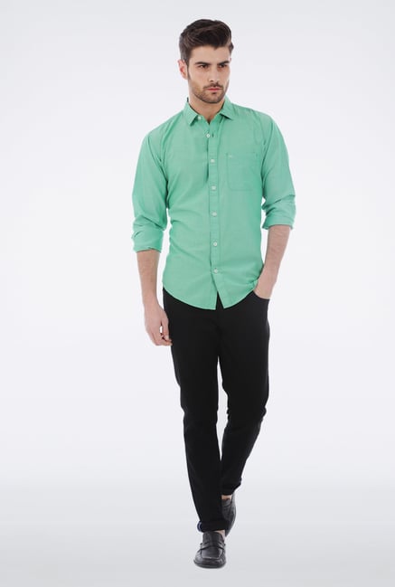 Basics Green Chambray Cotton Shirt Basics Green Chambray Cotton Shirt