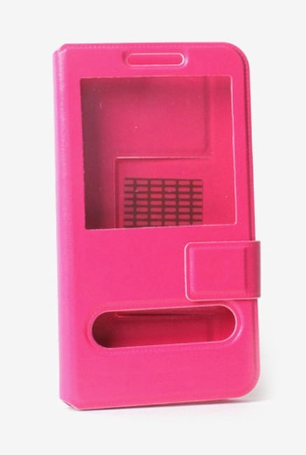 Callmate Window Sticker Flip Cover for Lava 352e Dark Pink Callmate Window Sticker Flip Cover for Lava 352e Dark Pink