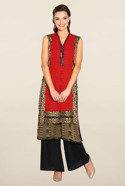 Soch Red & Black Printed Suit Set Soch Red & Black Printed Suit Set