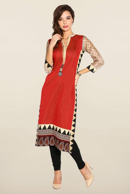 Soch Red & Black Chanderi Suit Set Soch Red & Black Chanderi Suit Set