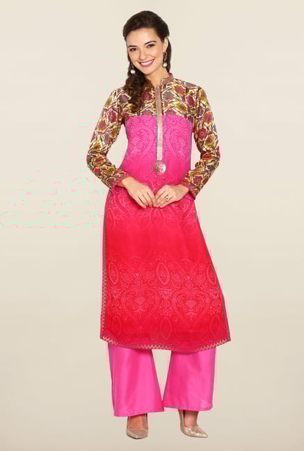 Soch Fuchsia Embroidered Chiffon Suit Set Soch Fuchsia Embroidered Chiffon Suit Set