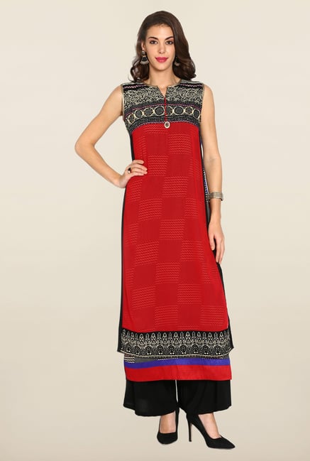 Soch Red & Black Georgette Suit Set Soch Red & Black Georgette Suit Set