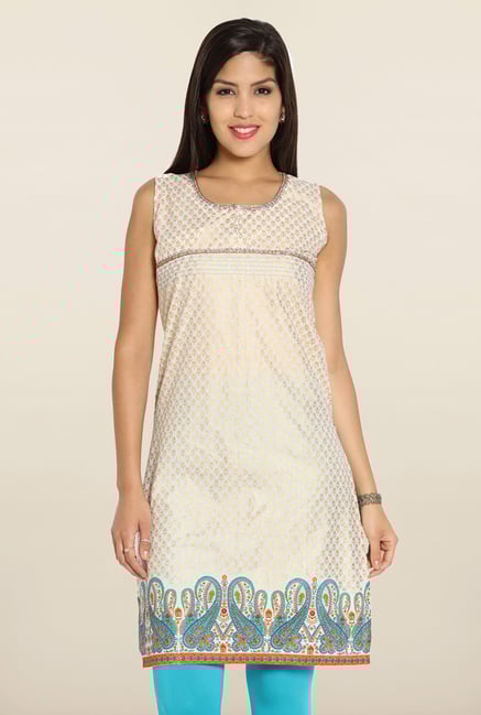 Soch Cream & Gold Printed Cotton Kurti Soch Cream & Gold Printed Cotton Kurti