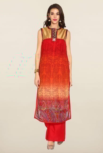 Soch Red & Gold Georgette Suit Set Soch Red & Gold Georgette Suit Set