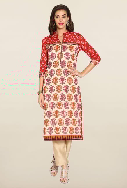 Soch Brick Red & Beige Ikat Suit Set Soch Brick Red & Beige Ikat Suit Set
