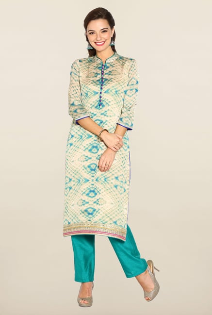 Soch Beige & Sea Green Cotton Suit Set Soch Beige & Sea Green Cotton Suit Set