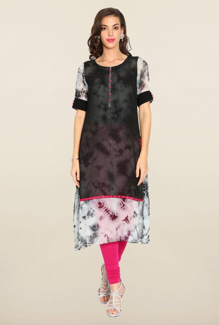 Soch Black & Pink Georgette Suit Set Soch Black & Pink Georgette Suit Set