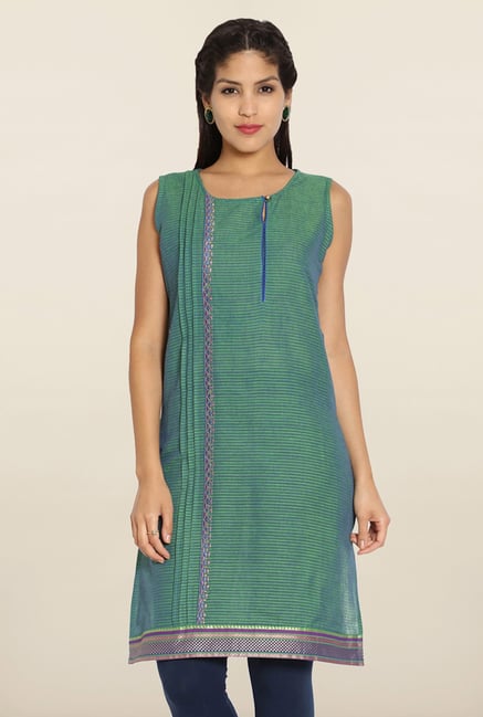 Soch Green & Royal Blue Cotton Kurti Soch Green & Royal Blue Cotton Kurti