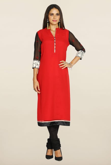 Soch Red & Black Georgette Suit Set Soch Red & Black Georgette Suit Set