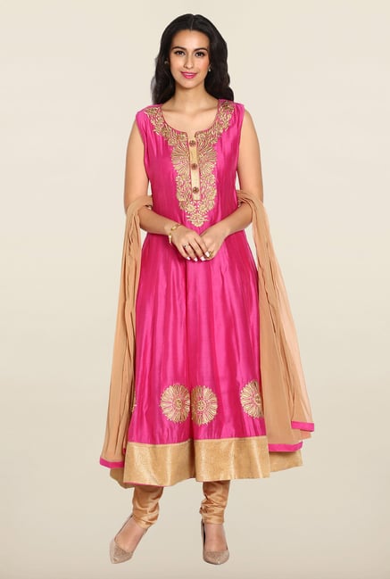 Soch Pink & Beige Anarkali Chudidhar Suit Set Soch Pink & Beige Anarkali Chudidhar Suit Set