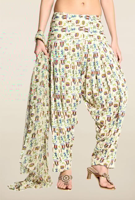 Soch White Printed Patiala Dupatta Set Soch White Printed Patiala Dupatta Set