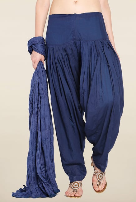 Soch Navy Blue Solid Patiala Dupatta Set Soch Navy Blue Solid Patiala Dupatta Set