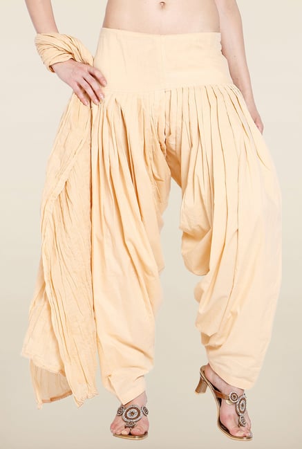 Soch Beige Solid Patiala Dupatta Set Soch Beige Solid Patiala Dupatta Set