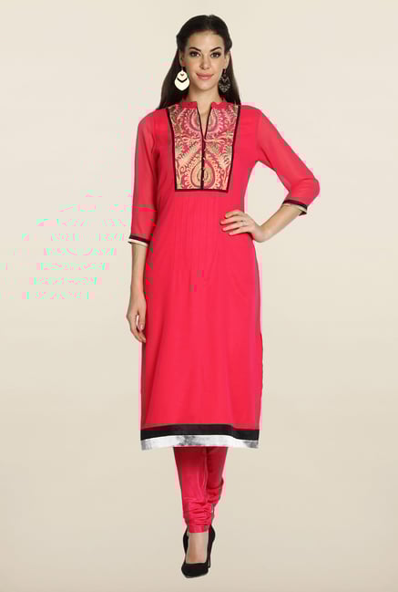 Soch Pink & Gold Georgette Suit Set Soch Pink & Gold Georgette Suit Set