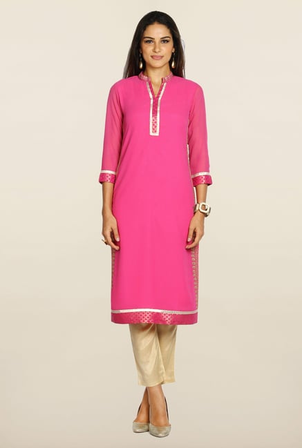 Soch Fuchsia & Beige Georgette Suit Set Soch Fuchsia & Beige Georgette Suit Set