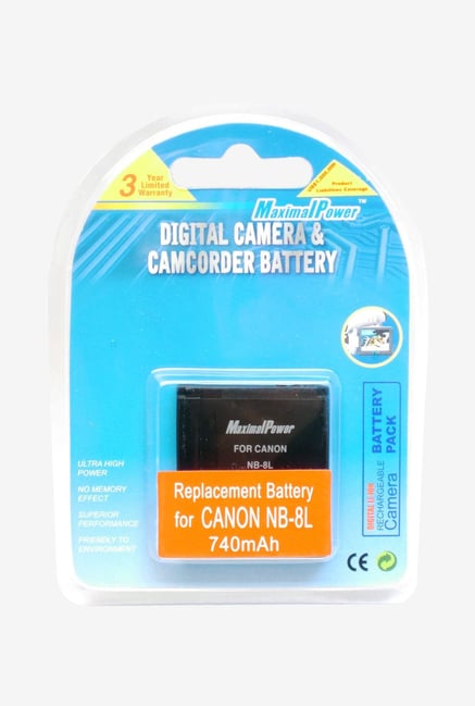 Maximal Power Db Replacement Li-Ion Battery For Canon Nb8L Digital Cameras - Black Maximal Power Db Replacement Li-Ion Battery For Canon Nb8L Digital Cameras - Black