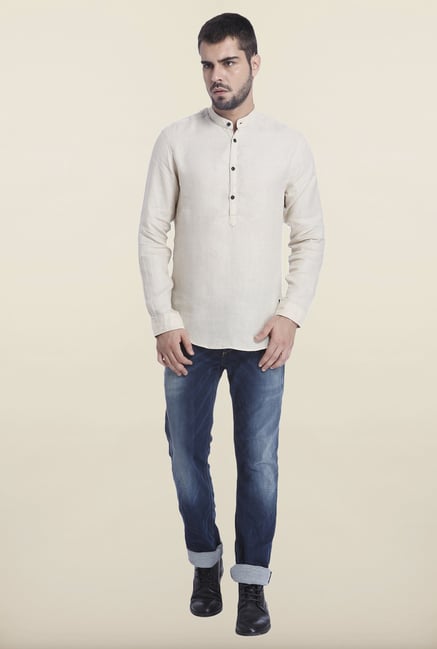 Jack & Jones Beige Solid Linen Shirt Jack & Jones Beige Solid Linen Shirt