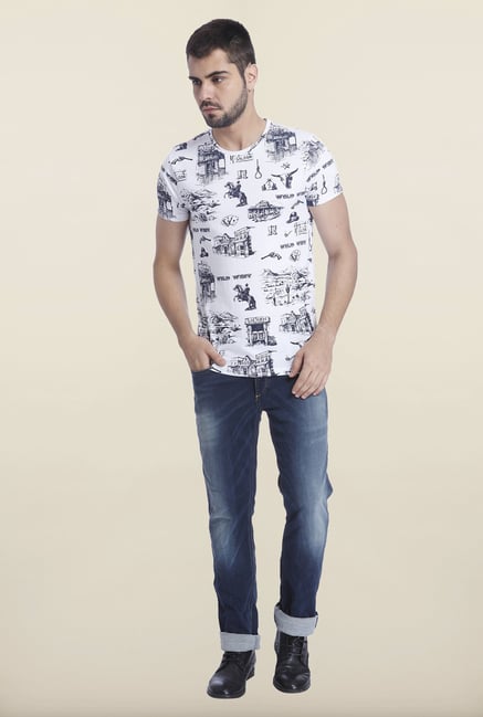 Jack & Jones White Cotton Printed T Shirt Jack & Jones White Cotton Printed T Shirt