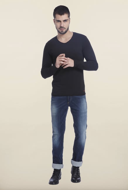 Jack & Jones Black V Neck Solid T Shirt Jack & Jones Black V Neck Solid T Shirt