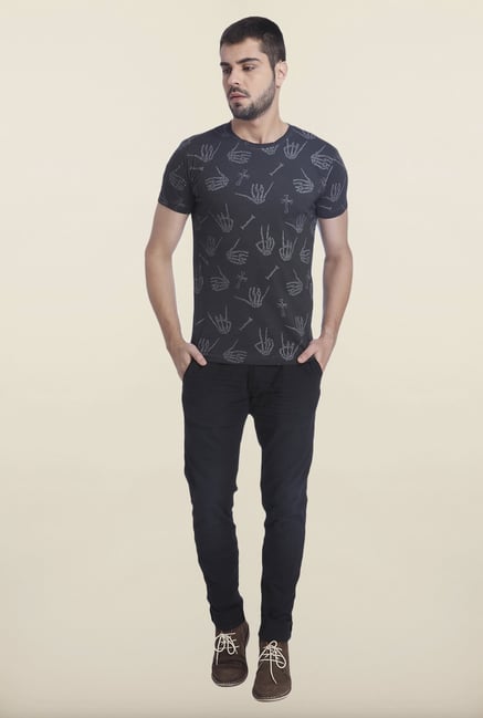 Jack & Jones Black Printed Crew Neck T Shirt Jack & Jones Black Printed Crew Neck T Shirt