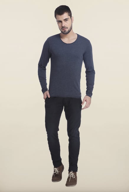 Jack & Jones Navy Slim Fit Solid T Shirt Jack & Jones Navy Slim Fit Solid T Shirt