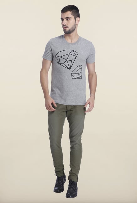 Jack & Jones Light Grey Crew Neck T Shirt Jack & Jones Light Grey Crew Neck T Shirt