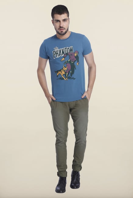 Jack & Jones Blue Cotton Printed T Shirt Jack & Jones Blue Cotton Printed T Shirt