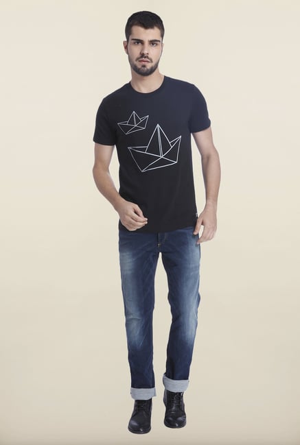 Jack & Jones Black Crew Neck Printed T Shirt Jack & Jones Black Crew Neck Printed T Shirt