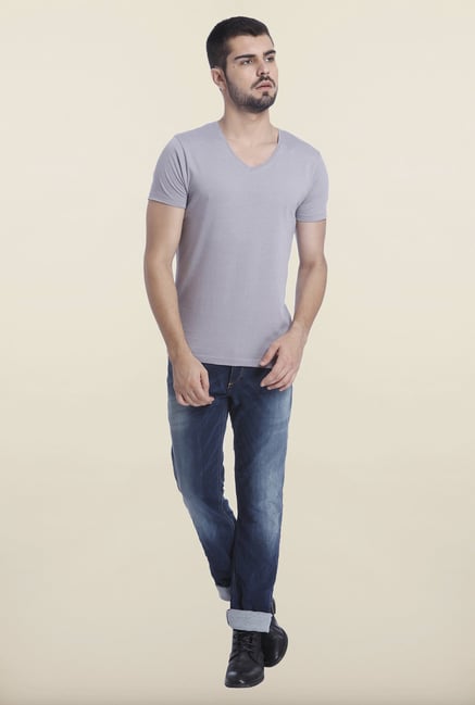 Jack & Jones Grey Denim V Neck T Shirt Jack & Jones Grey Denim V Neck T Shirt