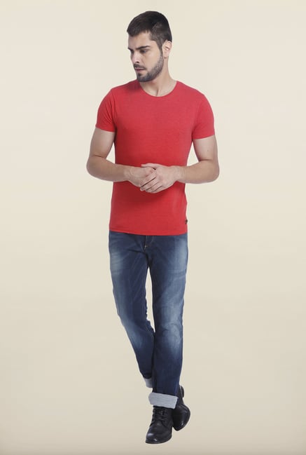 Jack & Jones Red Crew Neck Cotton T Shirt Jack & Jones Red Crew Neck Cotton T Shirt