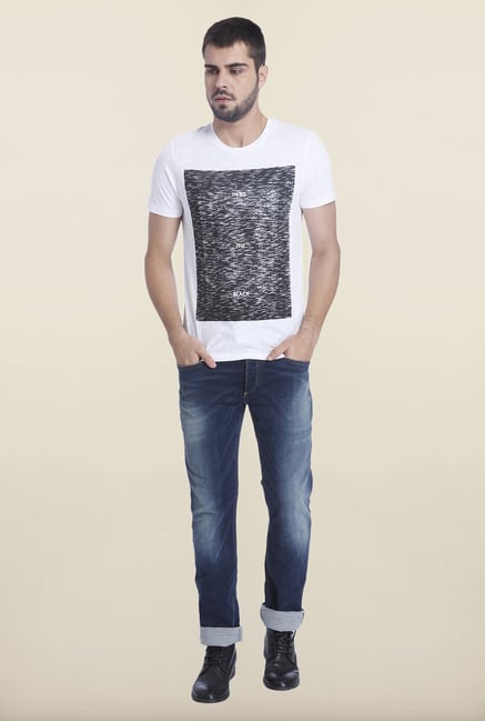 Jack & Jones White Crew Neck Printed Shirt Jack & Jones White Crew Neck Printed Shirt
