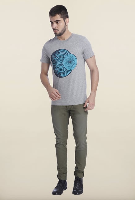 Jack & Jones Light Grey Printed T Shirt Jack & Jones Light Grey Printed T Shirt