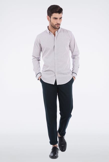 Basics Blue Dobby Weave Casual Trouser Basics Blue Dobby Weave Casual Trouser