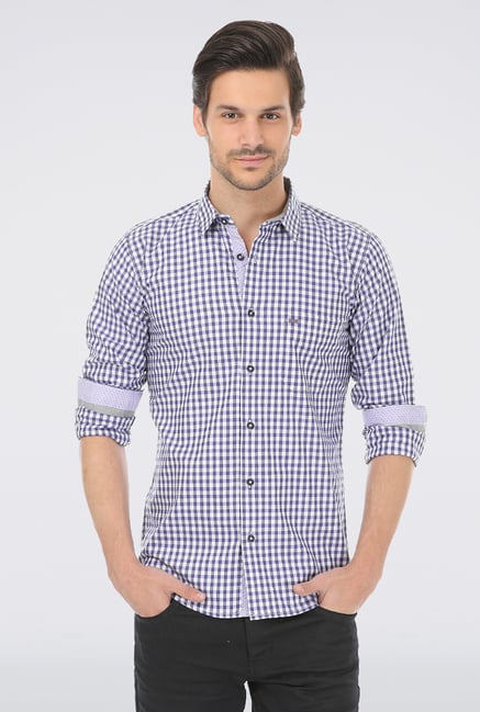 Basics Purple Checked Shirt Basics Purple Checked Shirt