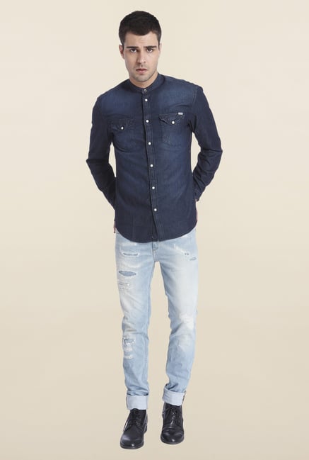 Jack & Jones Blue Denim Cotton Shirt Jack & Jones Blue Denim Cotton Shirt