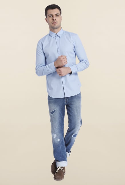 Jack & Jones Blue Cotton Solid Shirt Jack & Jones Blue Cotton Solid Shirt