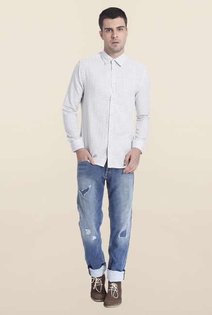Jack & Jones White Cotton Printed Shirt Jack & Jones White Cotton Printed Shirt
