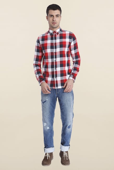 Jack & Jones Red Checks Slim Fit Shirt Jack & Jones Red Checks Slim Fit Shirt