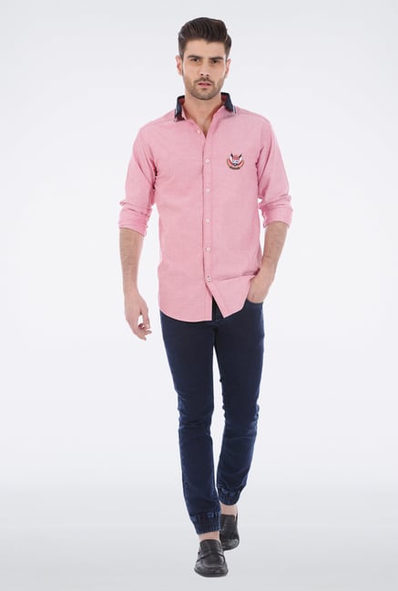 Basics Pink Oxford Weave Shirt Basics Pink Oxford Weave Shirt