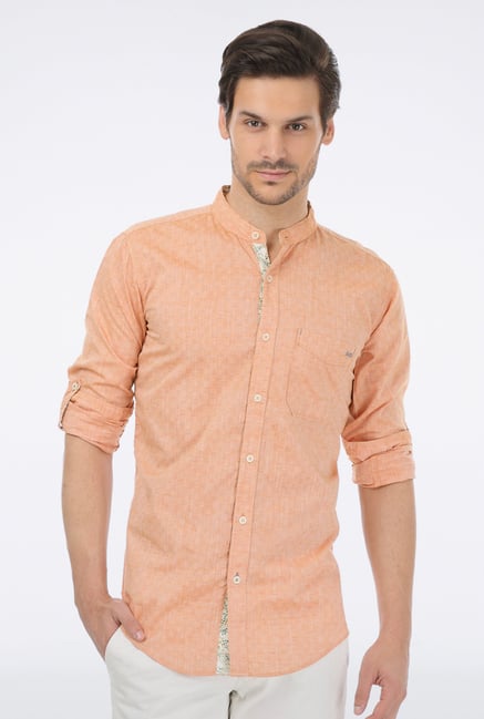 Basics Orange Cotton Casual Shirt Basics Orange Cotton Casual Shirt