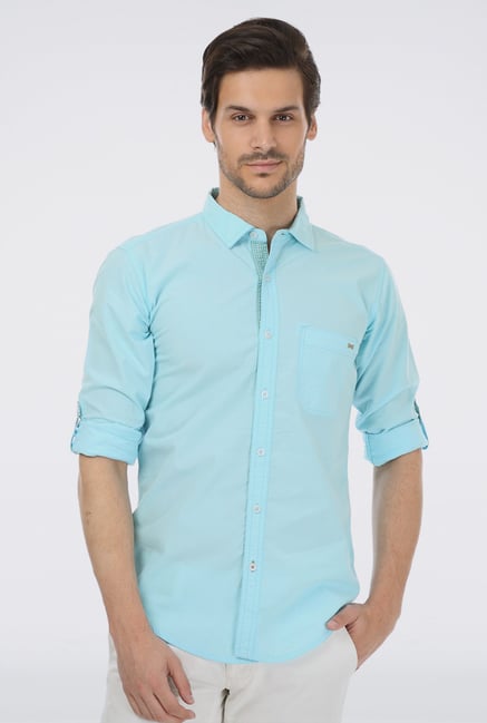 Basics Aqua Cotton Casual Shirt Basics Aqua Cotton Casual Shirt