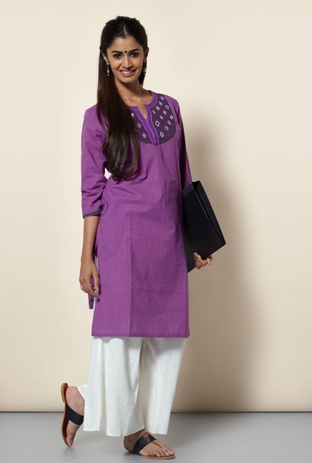 Okhai Purple Pinstriped Kurta Okhai Purple Pinstriped Kurta